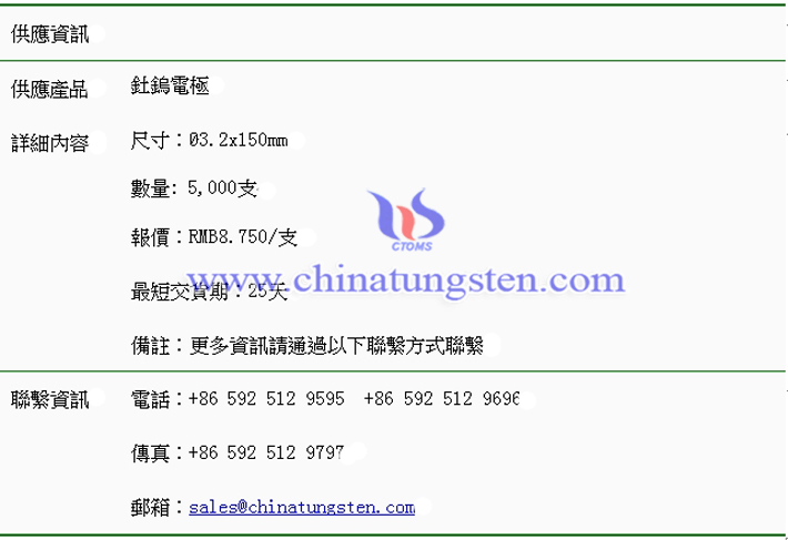 釷鎢電極價(jià)格表圖片