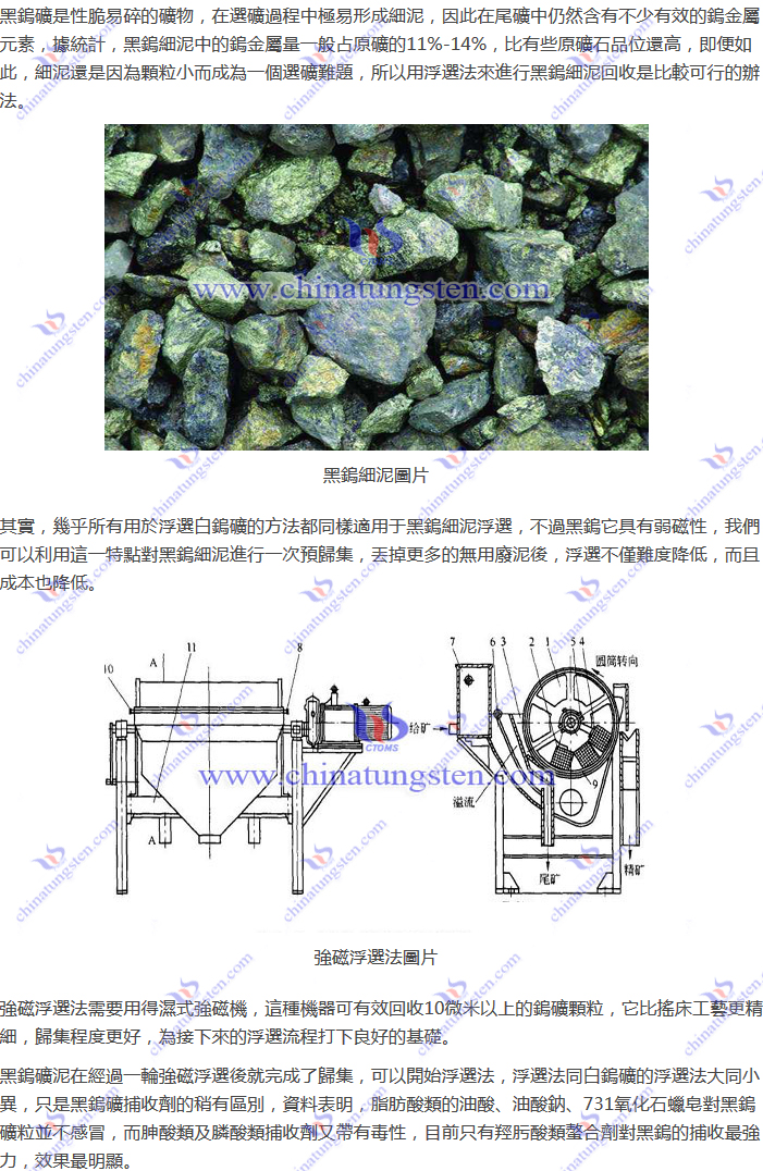 黑鎢細(xì)泥回收–強(qiáng)磁浮選法圖片
