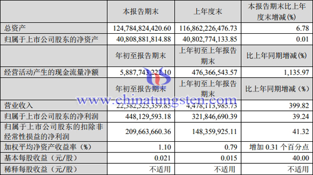 洛鉬2020年一季度主要財(cái)務(wù)資料