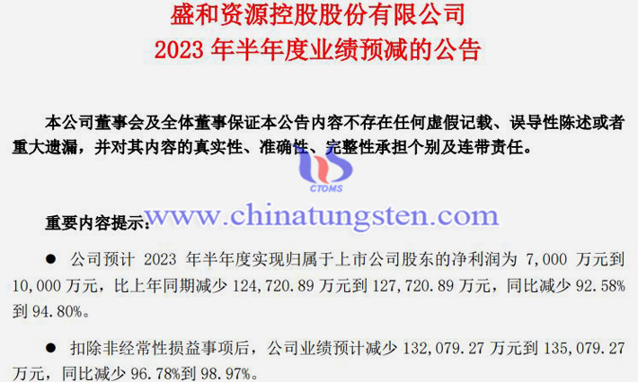 盛和資源淨2023年上半年業(yè)績預(yù)告圖片