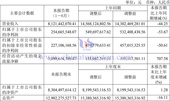 廈鎢新能2023年上半年業(yè)績報告圖