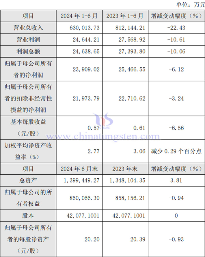 廈鎢新能2024年上半年業(yè)績報(bào)告圖片