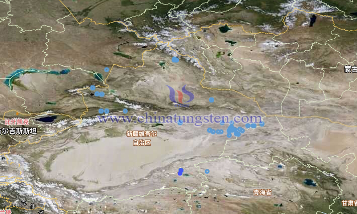 新疆主要鎢礦資源分佈圖