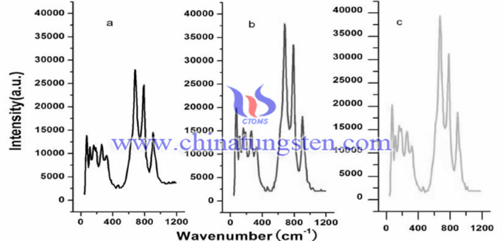 Ramam image of WO3 prepared at different concentration of Na2SO4