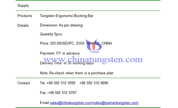 tungsten ergonomic bucking bar price picture