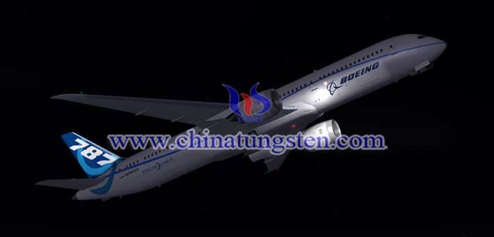 Boeing 787 flying at night picture