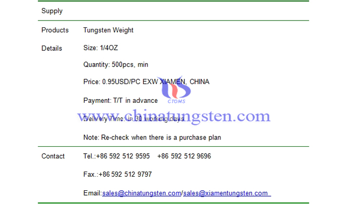 tungsten weight price picture