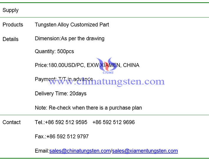 tungsten alloy customized part price image