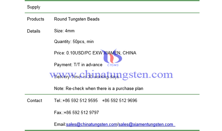 round tungsten beads price picture