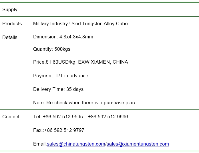 military industry used tungsten alloy cube price image