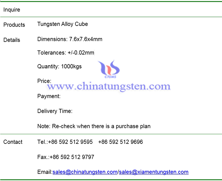 tungsten alloy cube price image