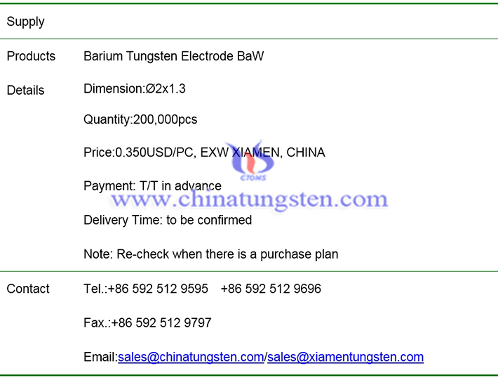 barium tungsten electrode price image