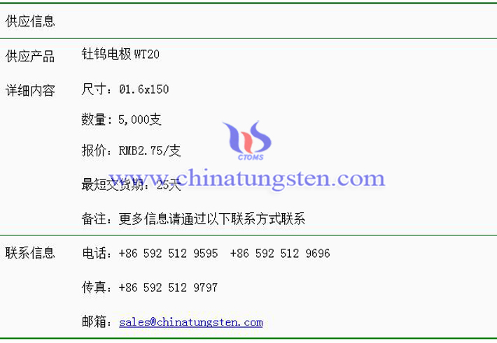 釷鎢電極價(jià)格表圖片