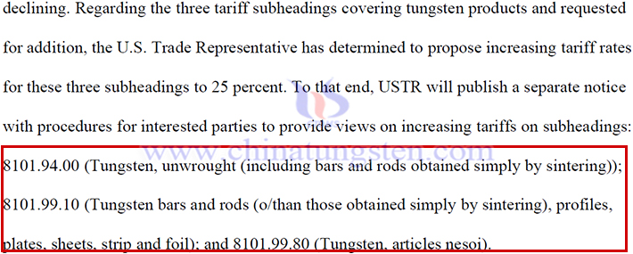 美對華加征關(guān)稅鎢產(chǎn)品范圍擴(kuò)大內(nèi)容圖片